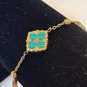 BRACELET VINTAGE  Gold-tone Stainless Steel Alhambra clovers motif 7-9” VC-1